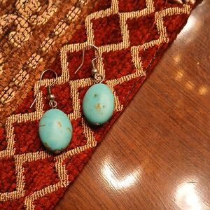 Turquoise Oval Drop Earrings